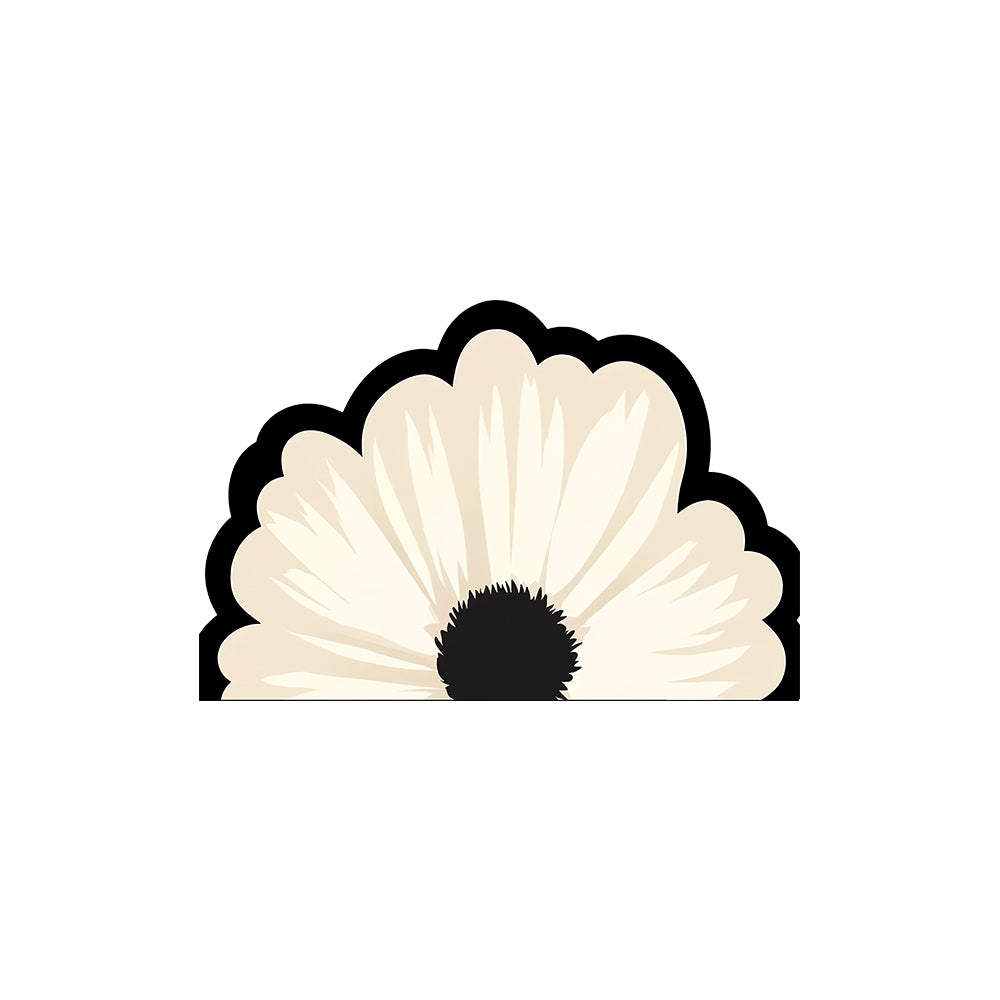 Black Outline White Flower Diatomite Bath Mat