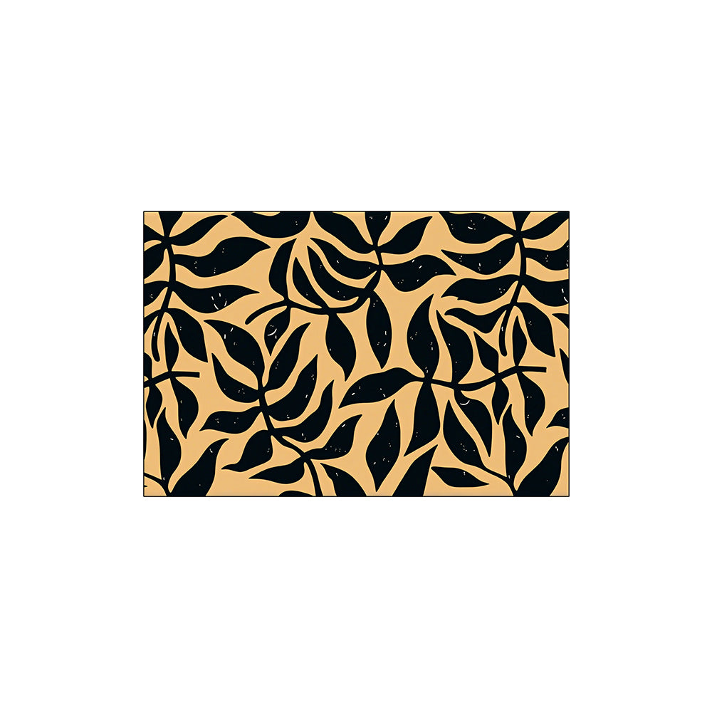 Black Silhouette Leaf Warm Yellow  Coil Entrance Mat