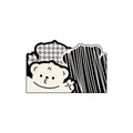 Black White Cartoon Bear Coil Entrance Mat