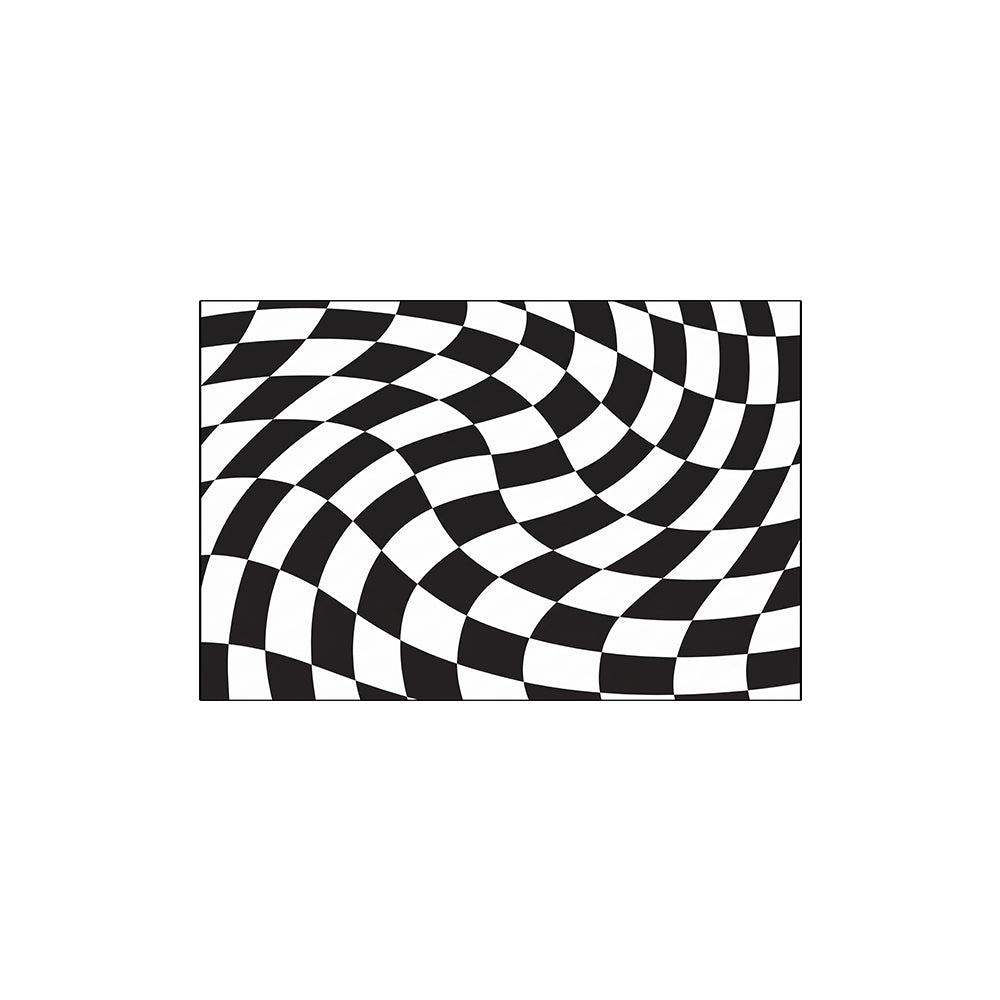 Black White Psychedelic Checkerboard Coil Bath Mat