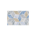 Blue Beige Leaf Hexagon Geometric Coil Bath Mat