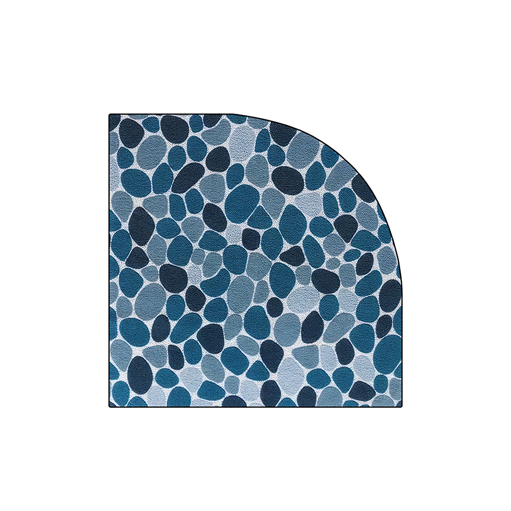 Blue Corner Pebble Mosaic Coil Bath Mat