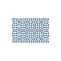 Blue White Symmetrical Floral Diamond Tile Coil Bath Mat