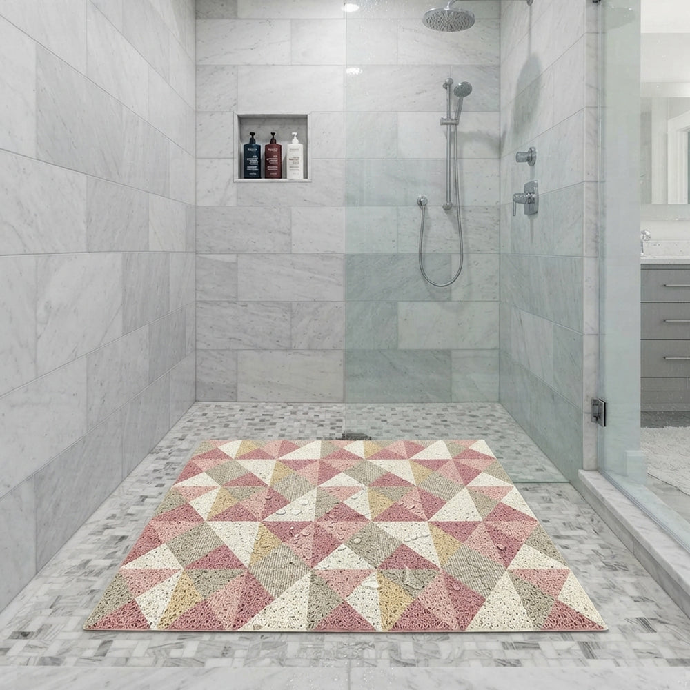 Blush Pastel Triangle Geometric Coil Bath Mat