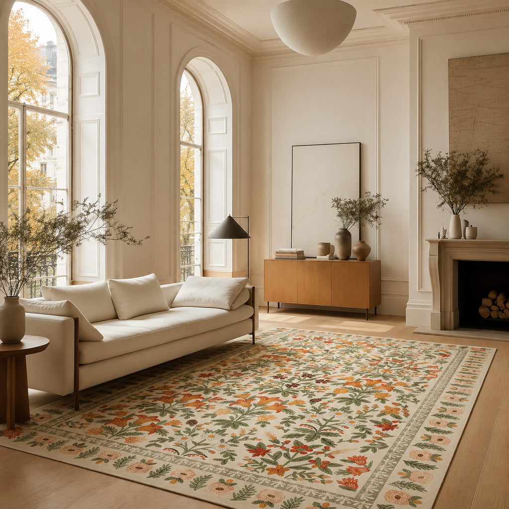 Briara Ivory Orange Botanical Rug