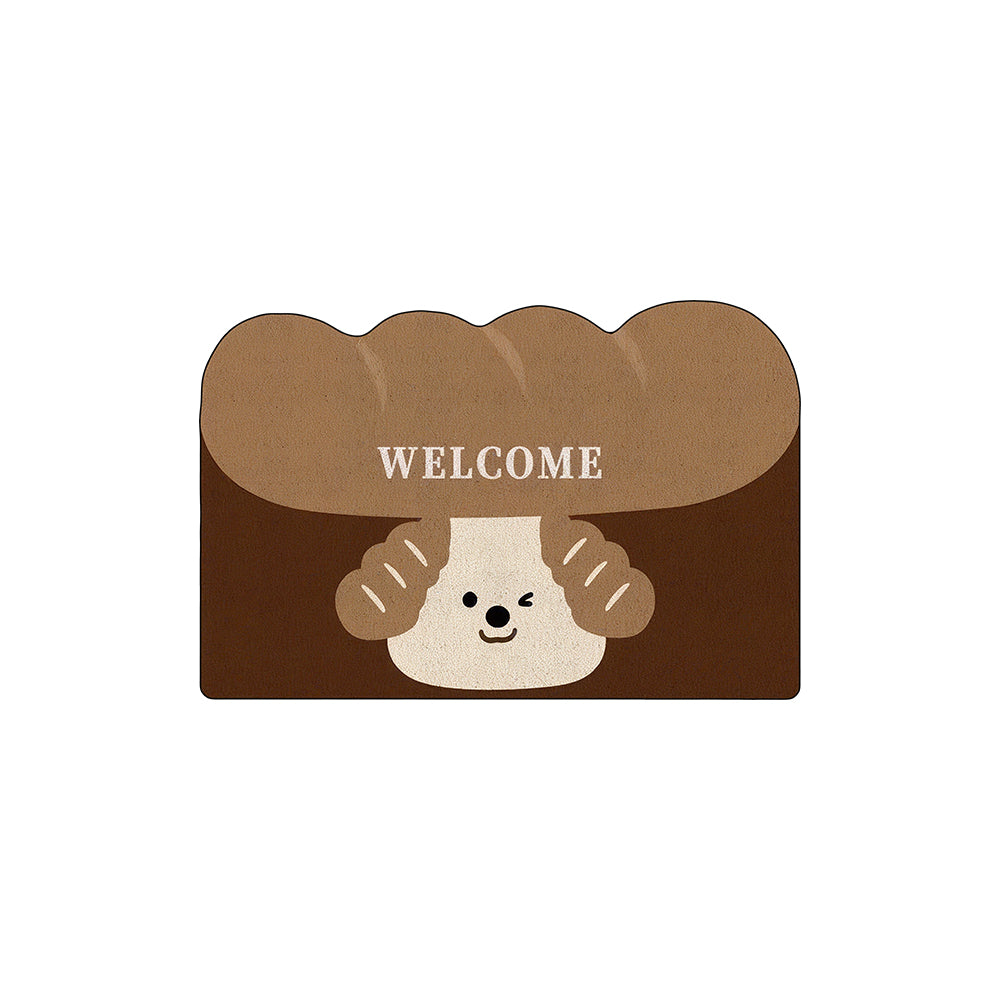 Brown Cartoon Bread Dog Coil Entrance Mat