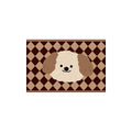 Brown Diamond Check Peeking Puppy Coil Entrance Mat