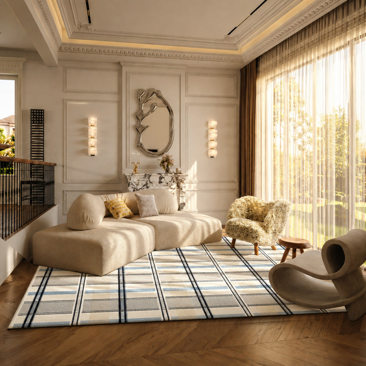 Bryndis Cream Blue Grey Multi Rug