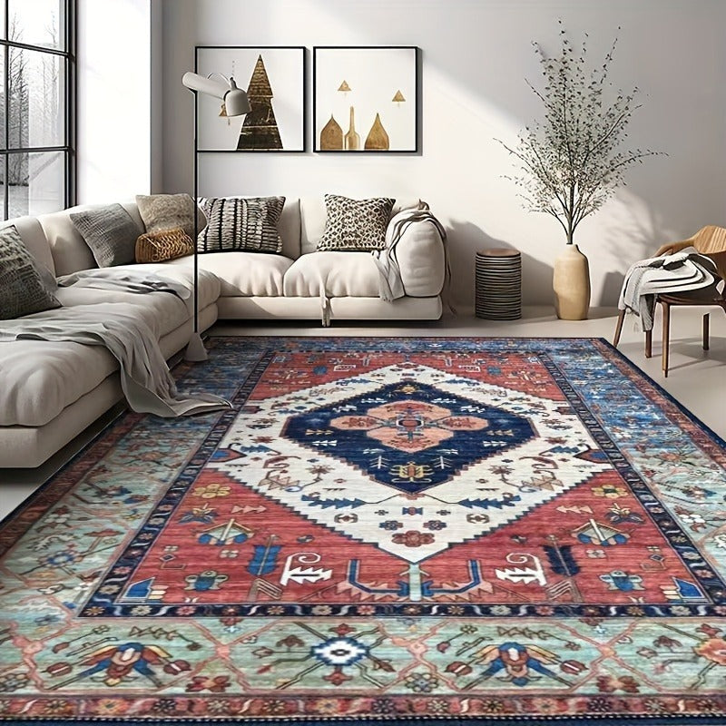 Caspian Terracotta Navy Sage Cream Rug