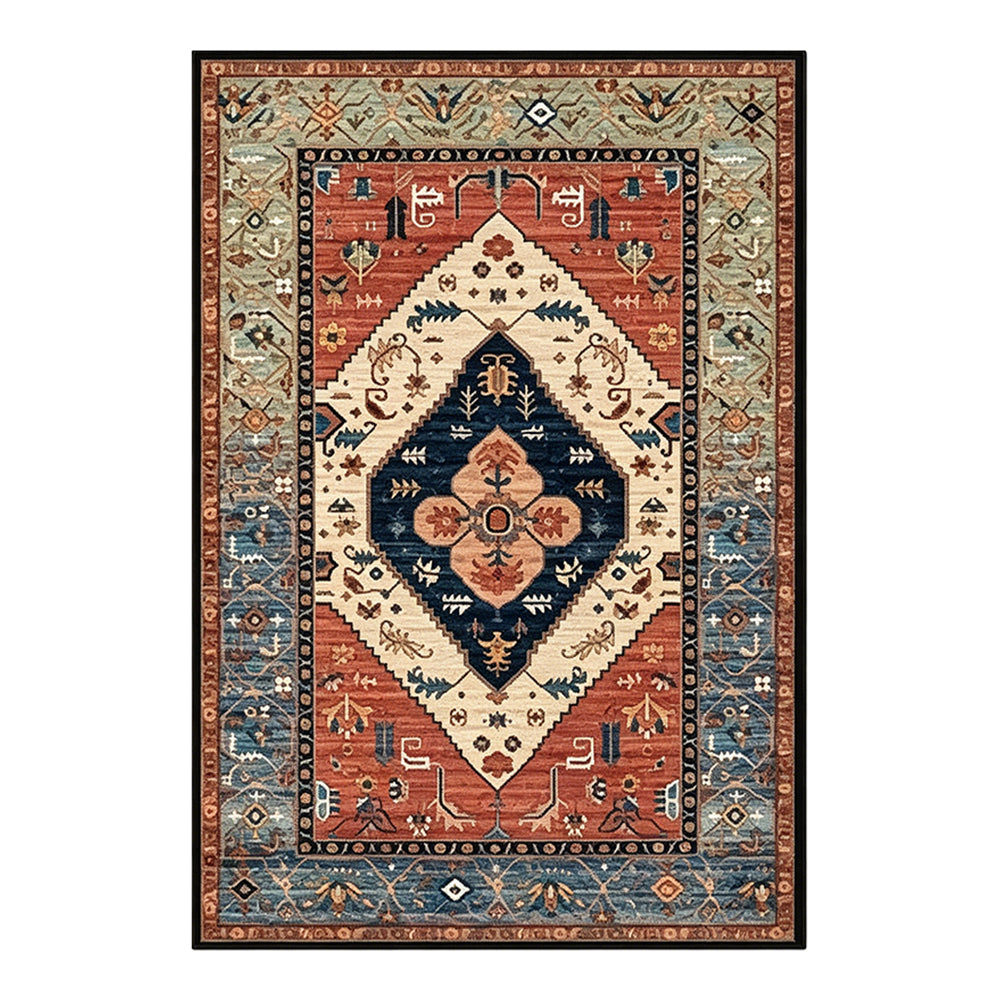 Caspian Terracotta Navy Sage Cream Rug