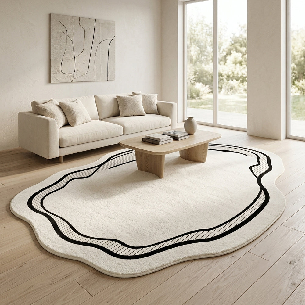 Celesse Cream Ivory Black Multi-Line Rug