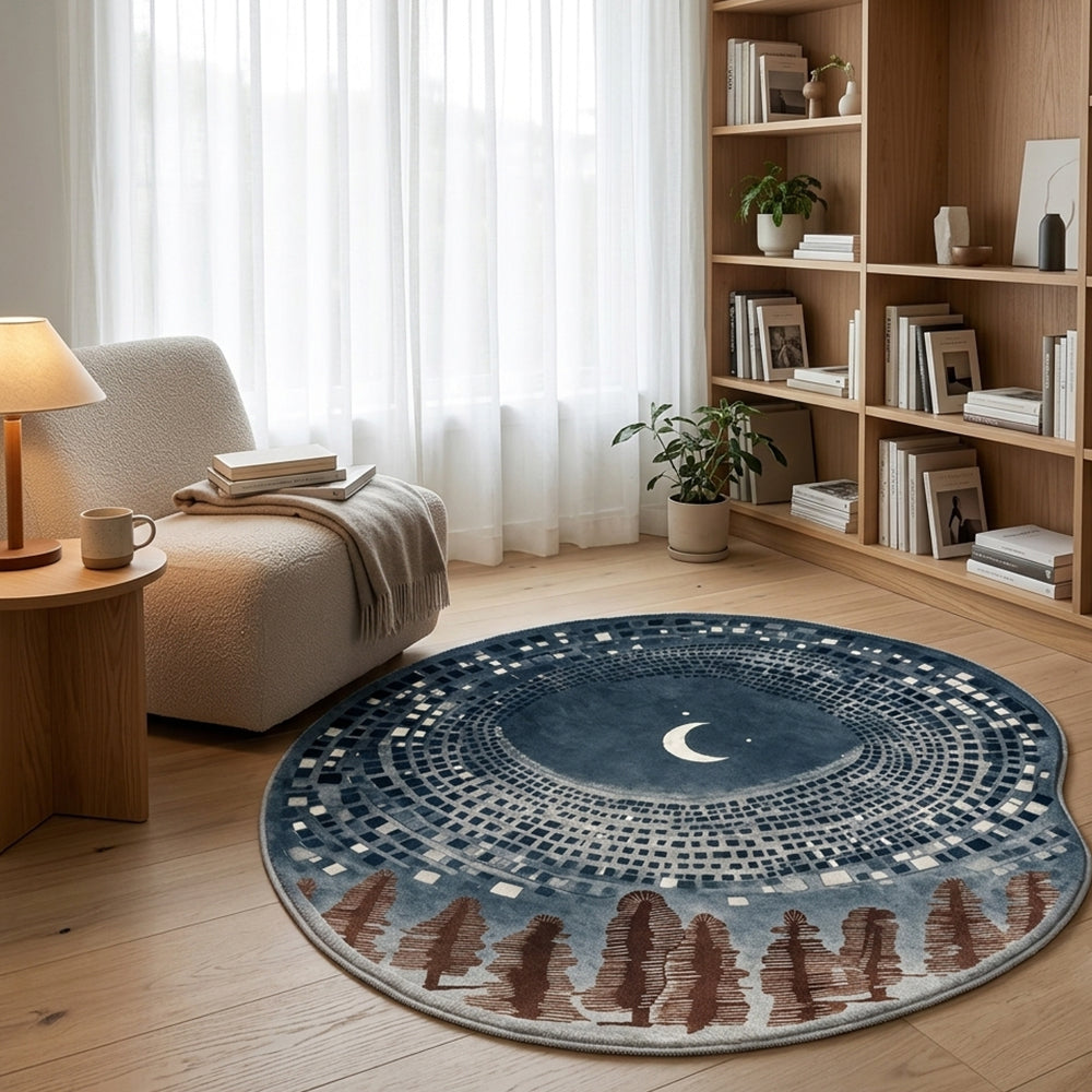 Celeste Deep Slate Blue Cream Ivory Rug