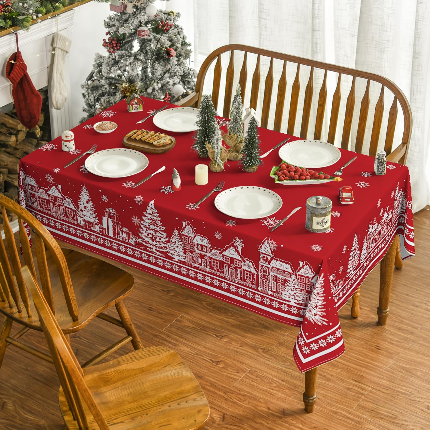Christmas Town Scene Tablecloth