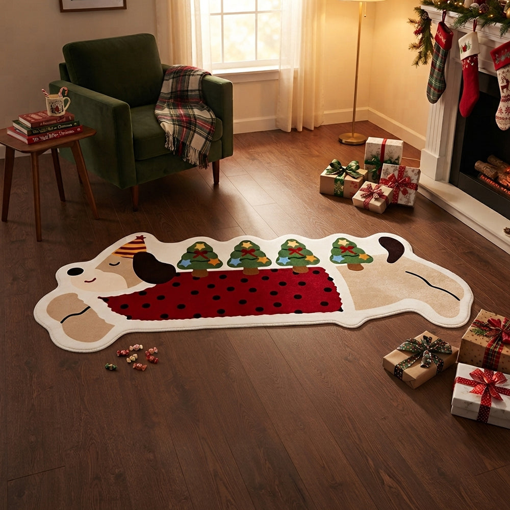 Christmas Dachshund Tree Rug