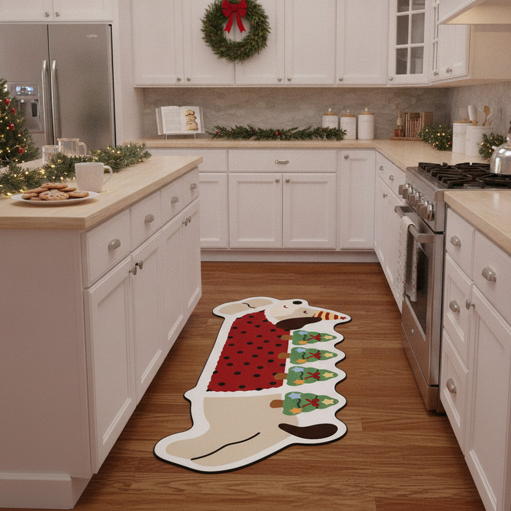 Christmas Dachshund Tree Rug