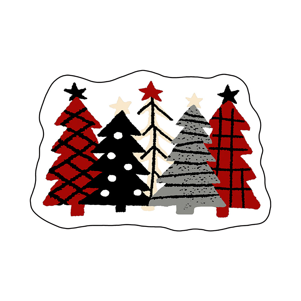 Christmas Tree Red Black Grey Rug