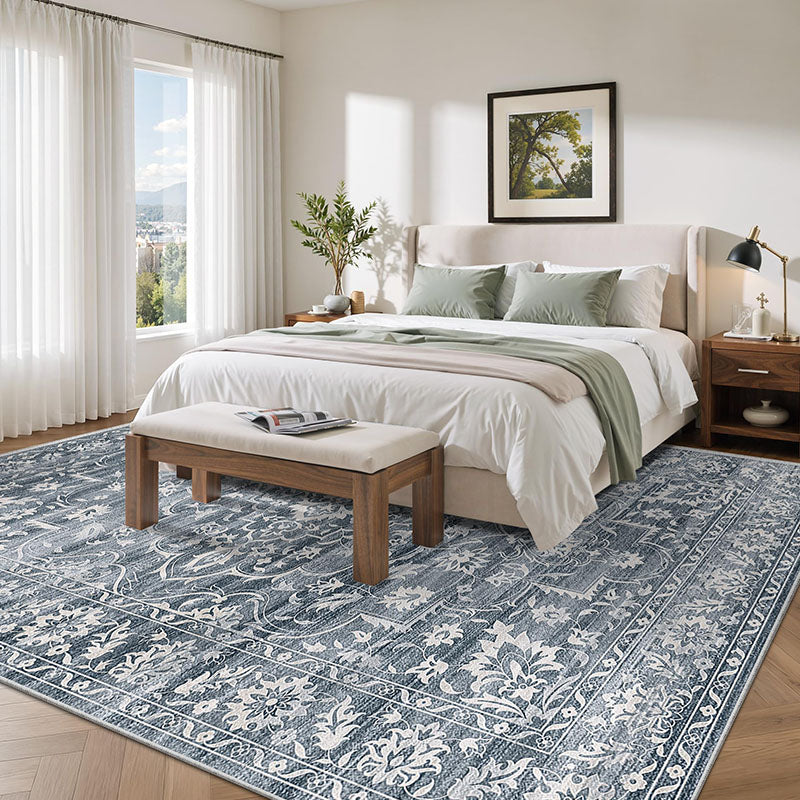 Corinth Navy Blue Neutral Single-Tone Rug