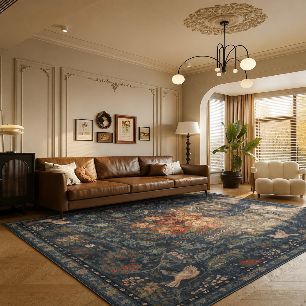 Cyrilla Midnight Navy Floral Rug