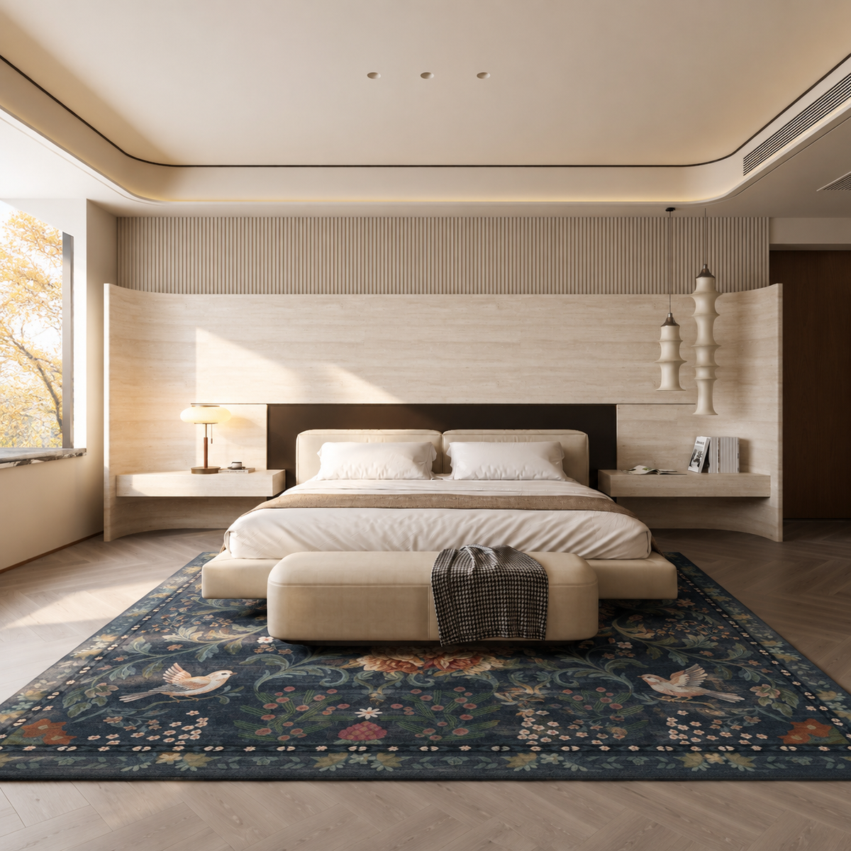 Cyrilla Midnight Navy Floral Rug