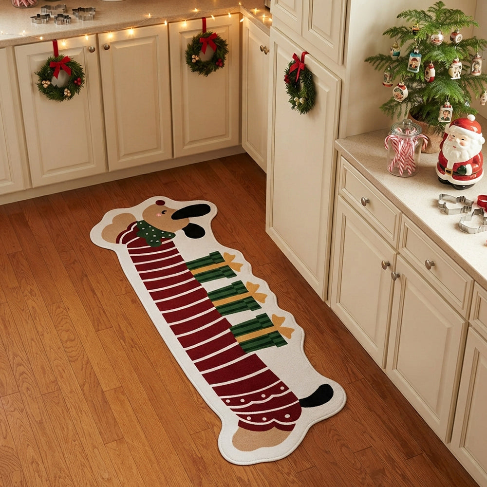 Dachshund Red Stripe Rug
