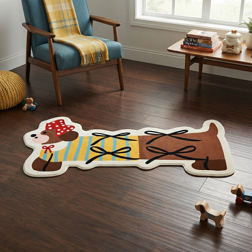 Dachshund Yellow Stripe Rug