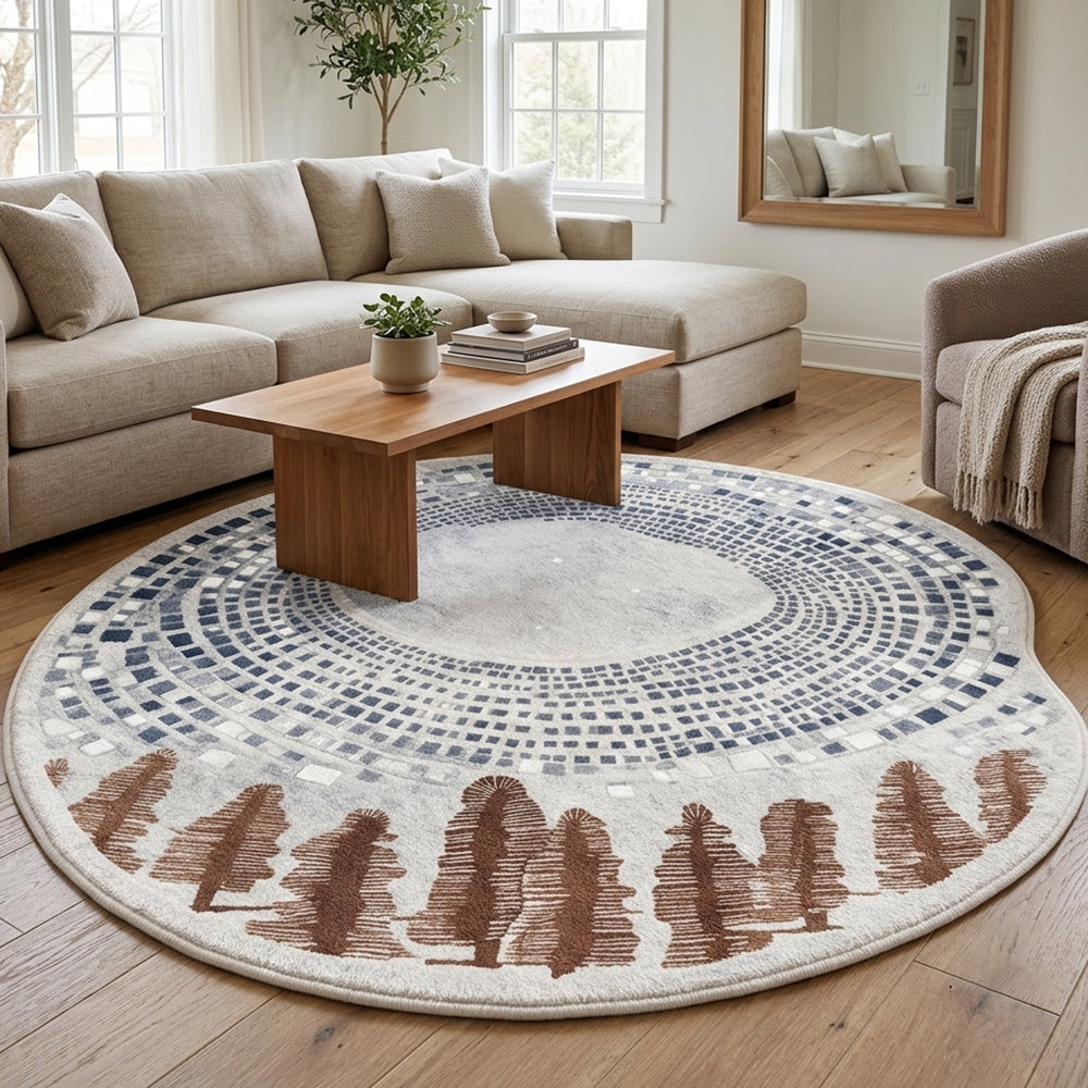 Dana Cream Ivory Slate Blue Moon Rug