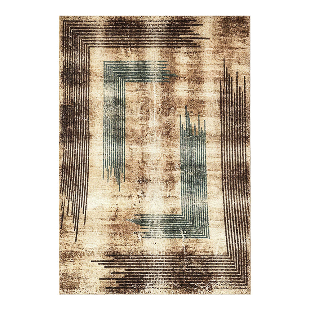Darien Cream Umber Teal Layered Linear Rug