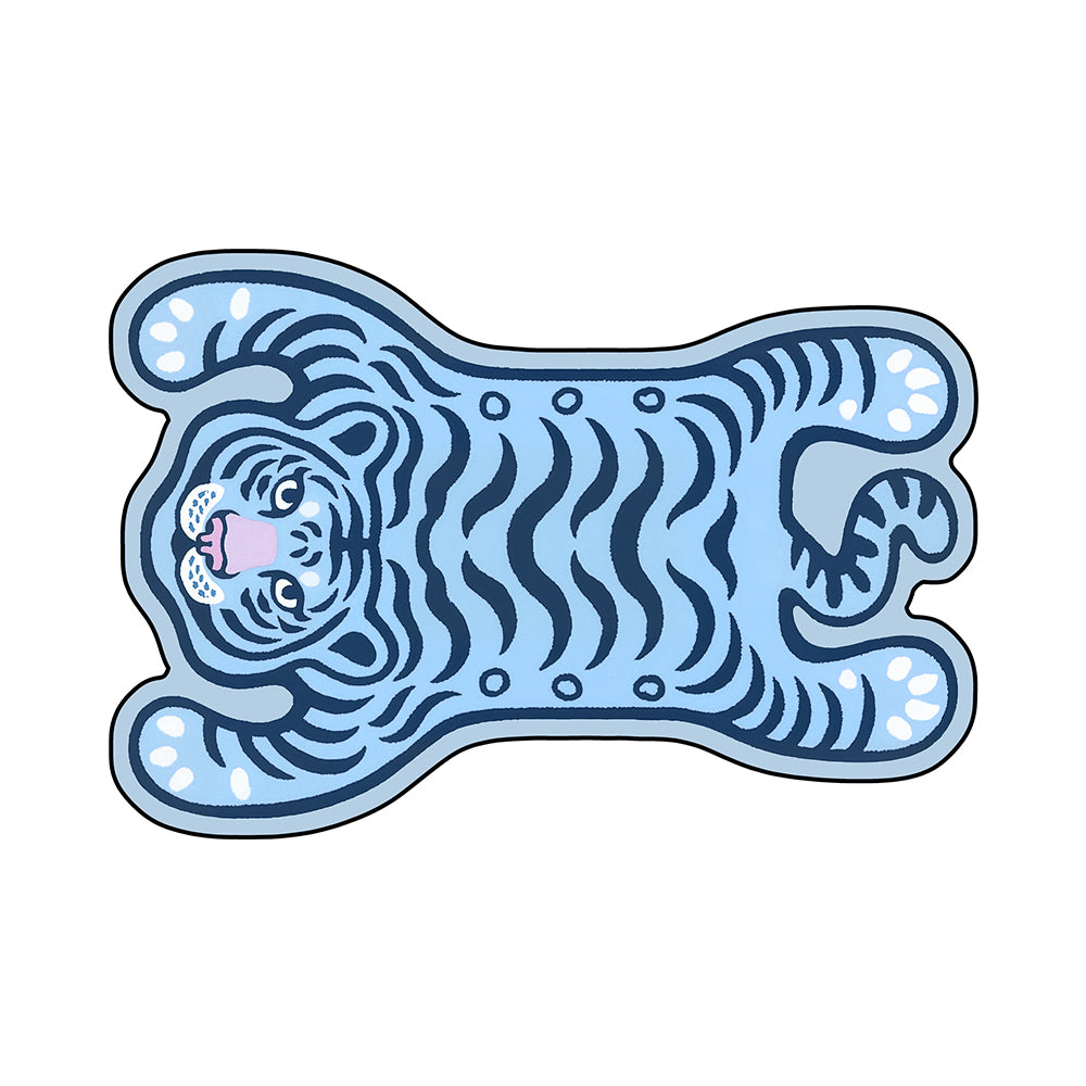 Dima Pastel Baby Blue Striped Lying Tiger Rug