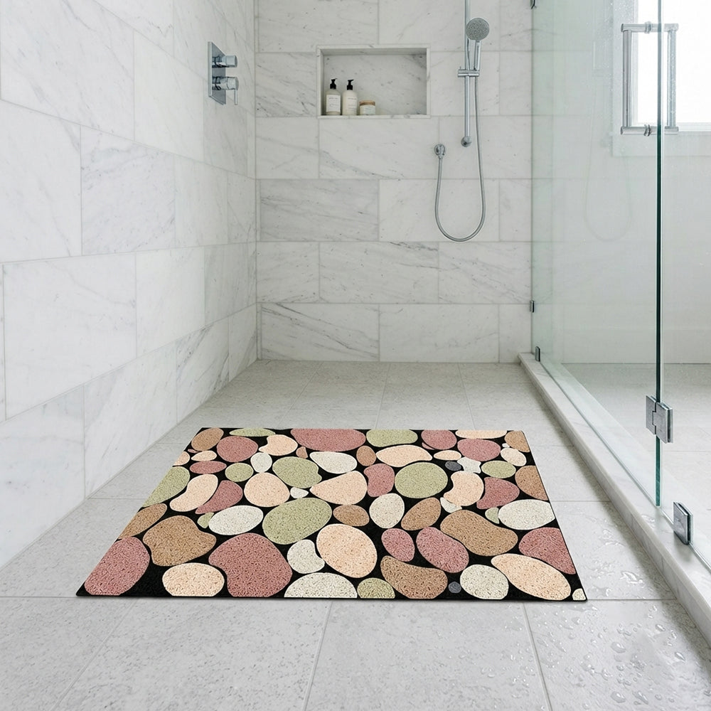 Earth Tone Pebble Terrazzo Coil Bath Mat