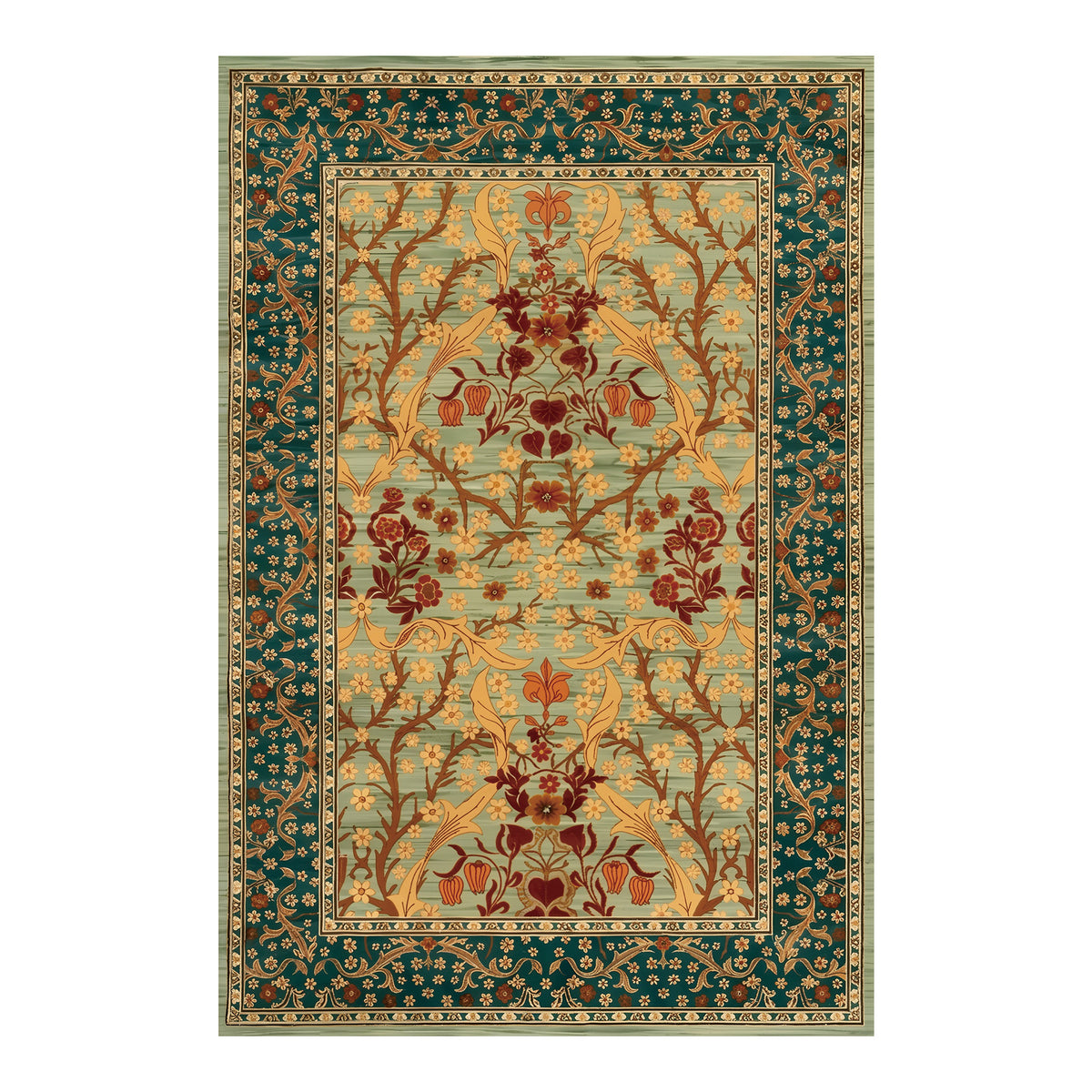 Elena Sage Green Burnt Orange Rug