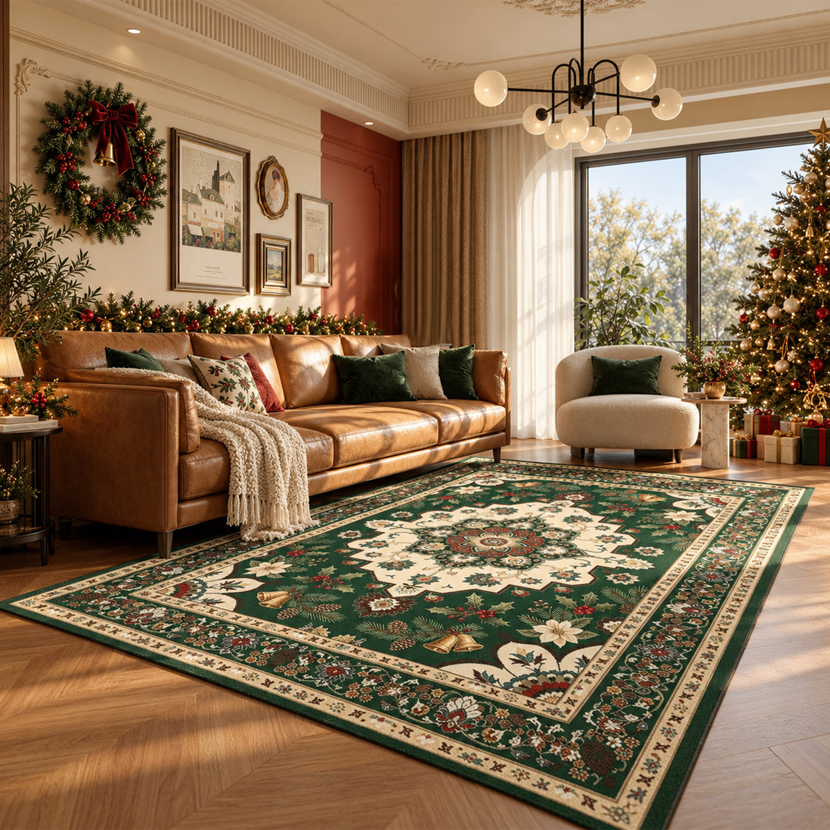Ellis Green Beige Rug