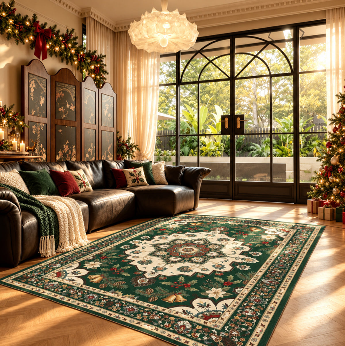 Ellis Green Beige Rug