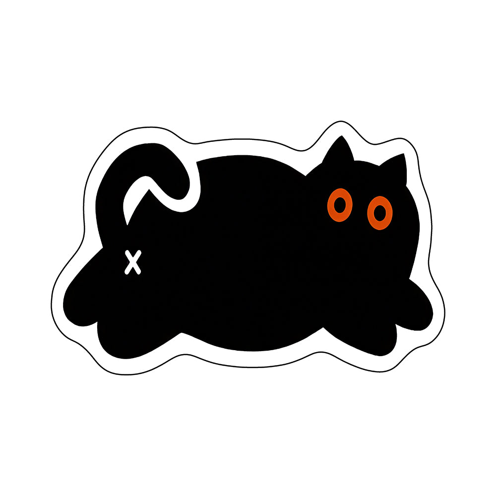 Elowyn Jet Black Orange Eye Lazy Cat Rug