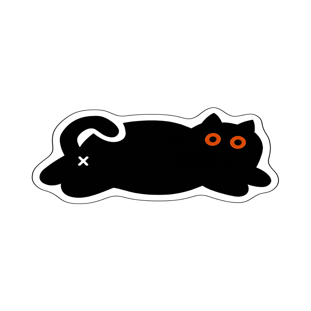 Elowyn Jet Black Orange Eye Lazy Cat Rug 2x5 ft