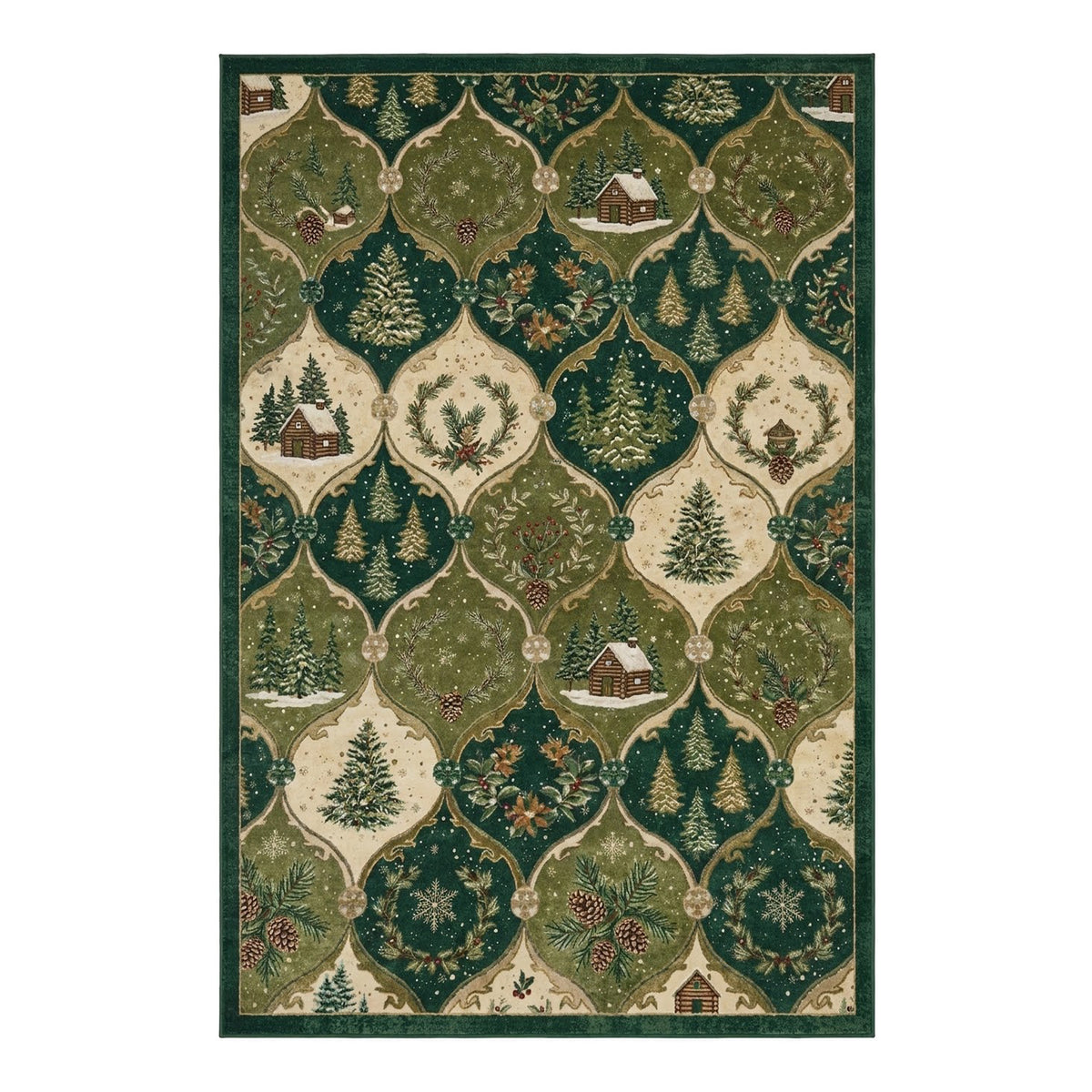 Elthara Forest Green Cream Rug