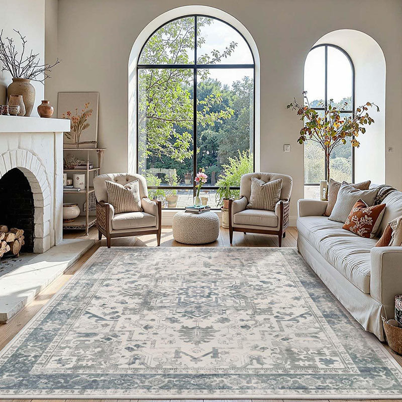Elthyn Ivory Blue Neutral Oriental Rug