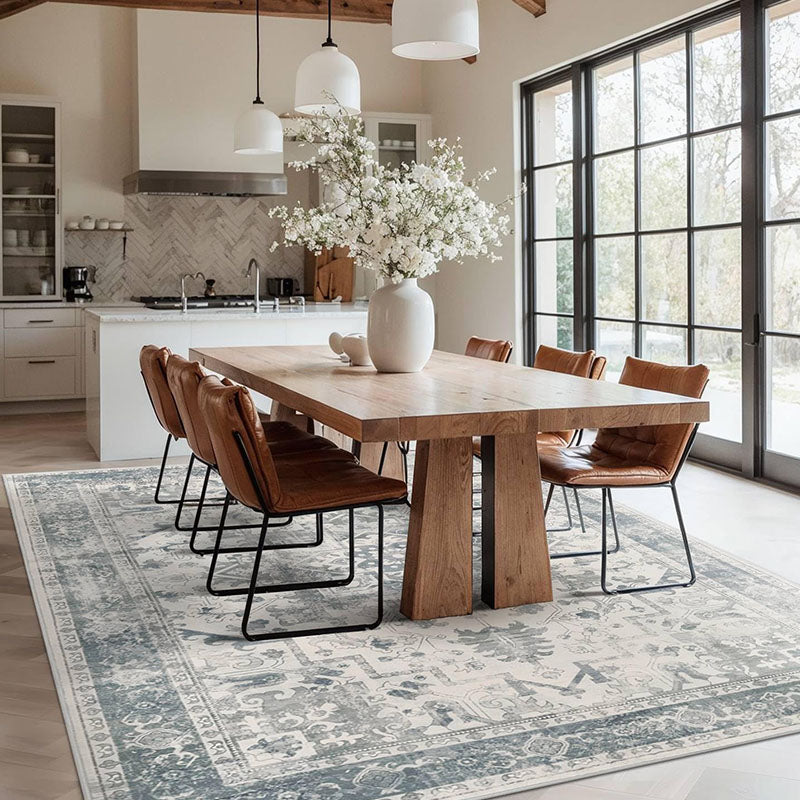 Elthyn Ivory Blue Neutral Oriental Rug