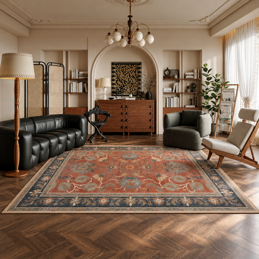 Finley Rust Red Slate Blue Rug