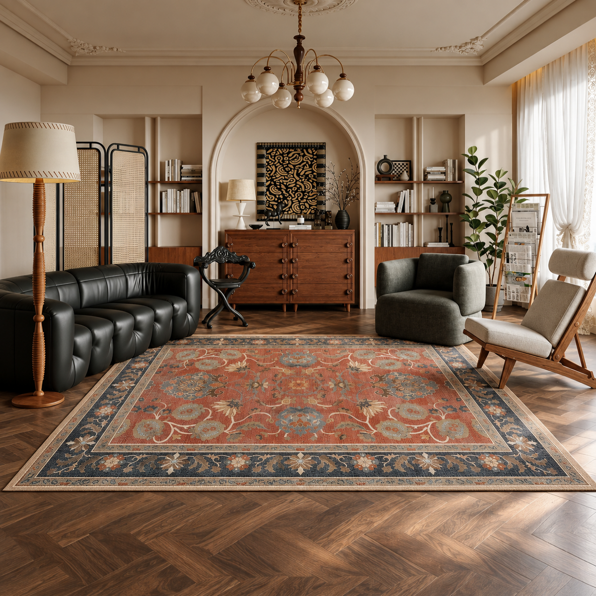 Finley Rust Red Slate Blue Rug