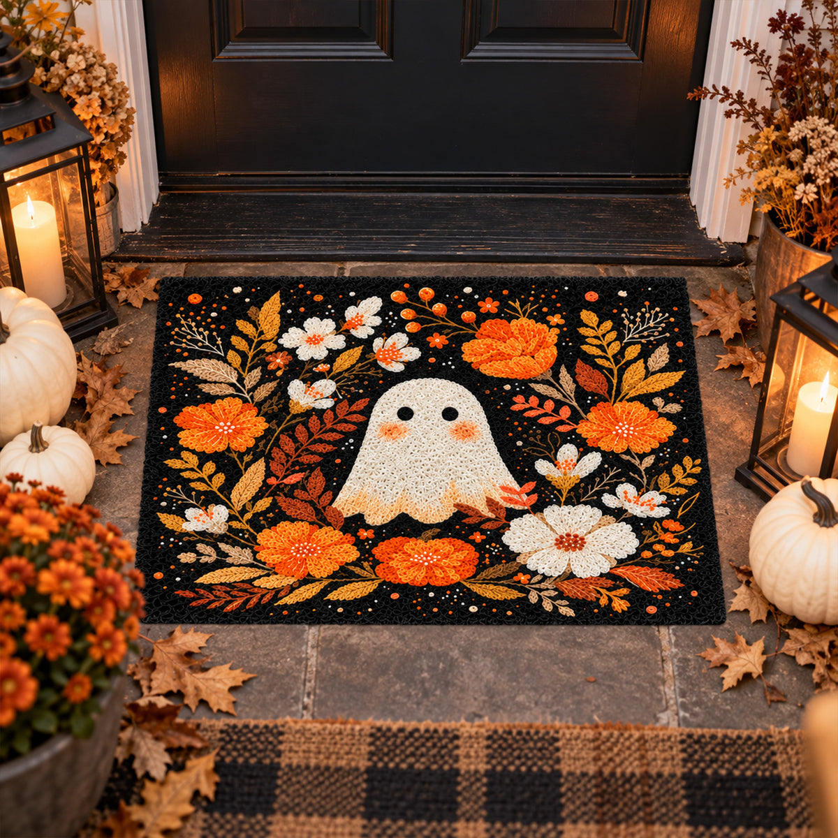 Floral Ghost Coil Entrance Mat