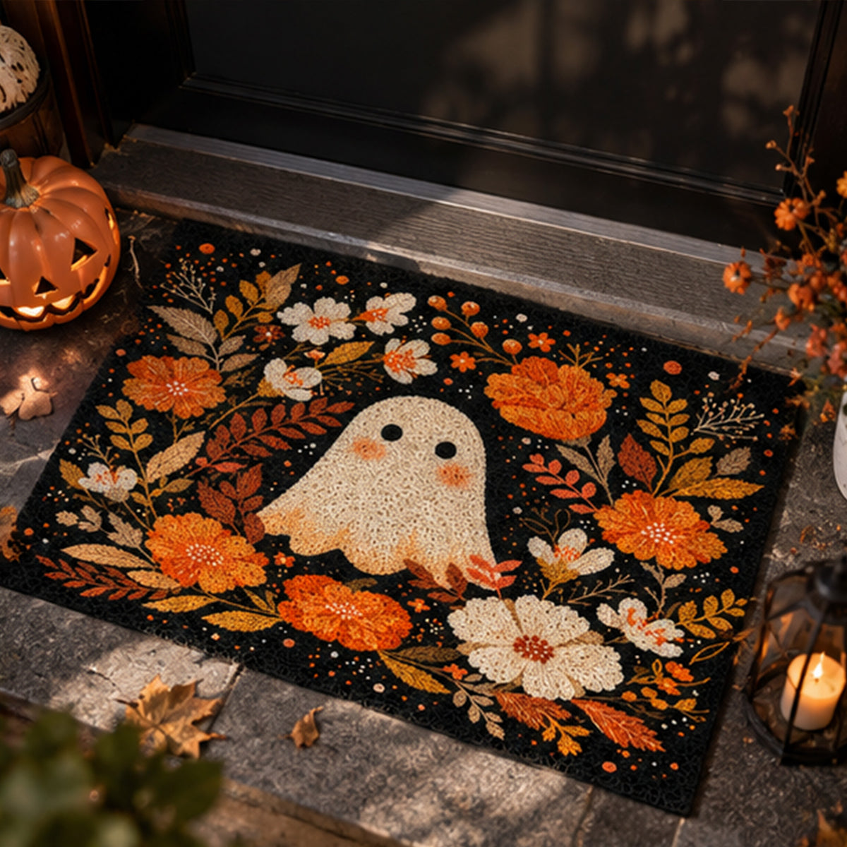 Floral Ghost Coil Entrance Mat