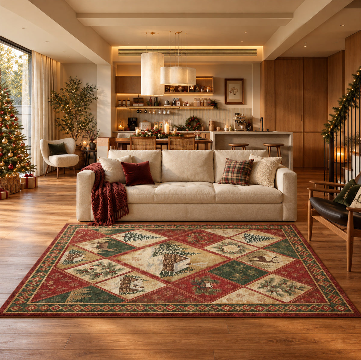 Ford Red Evergreen Brige Rug
