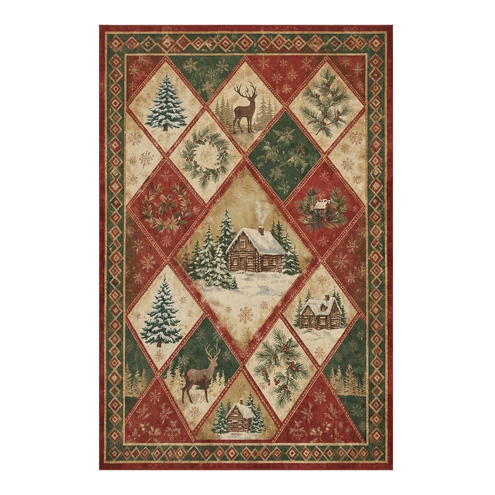 Ford Red Evergreen Brige Rug