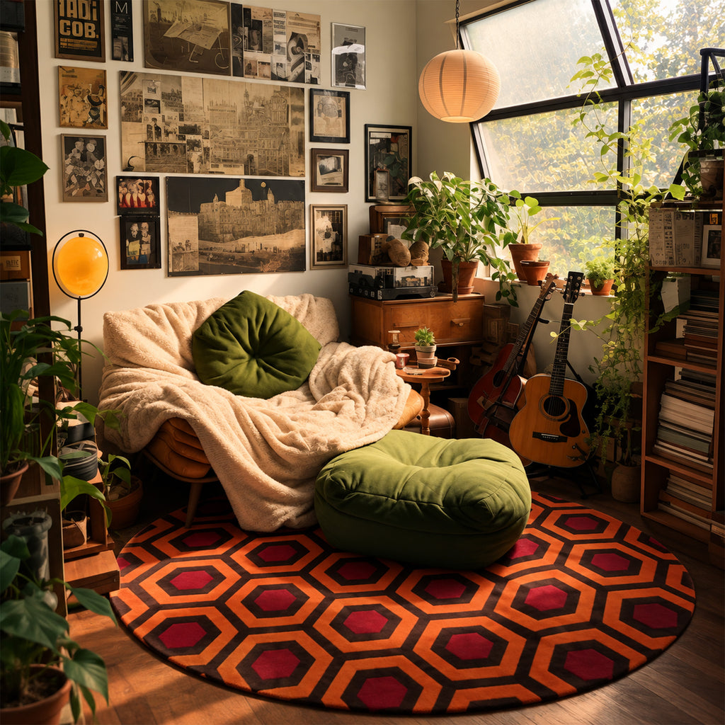 Geometric Hexagon Round Rug