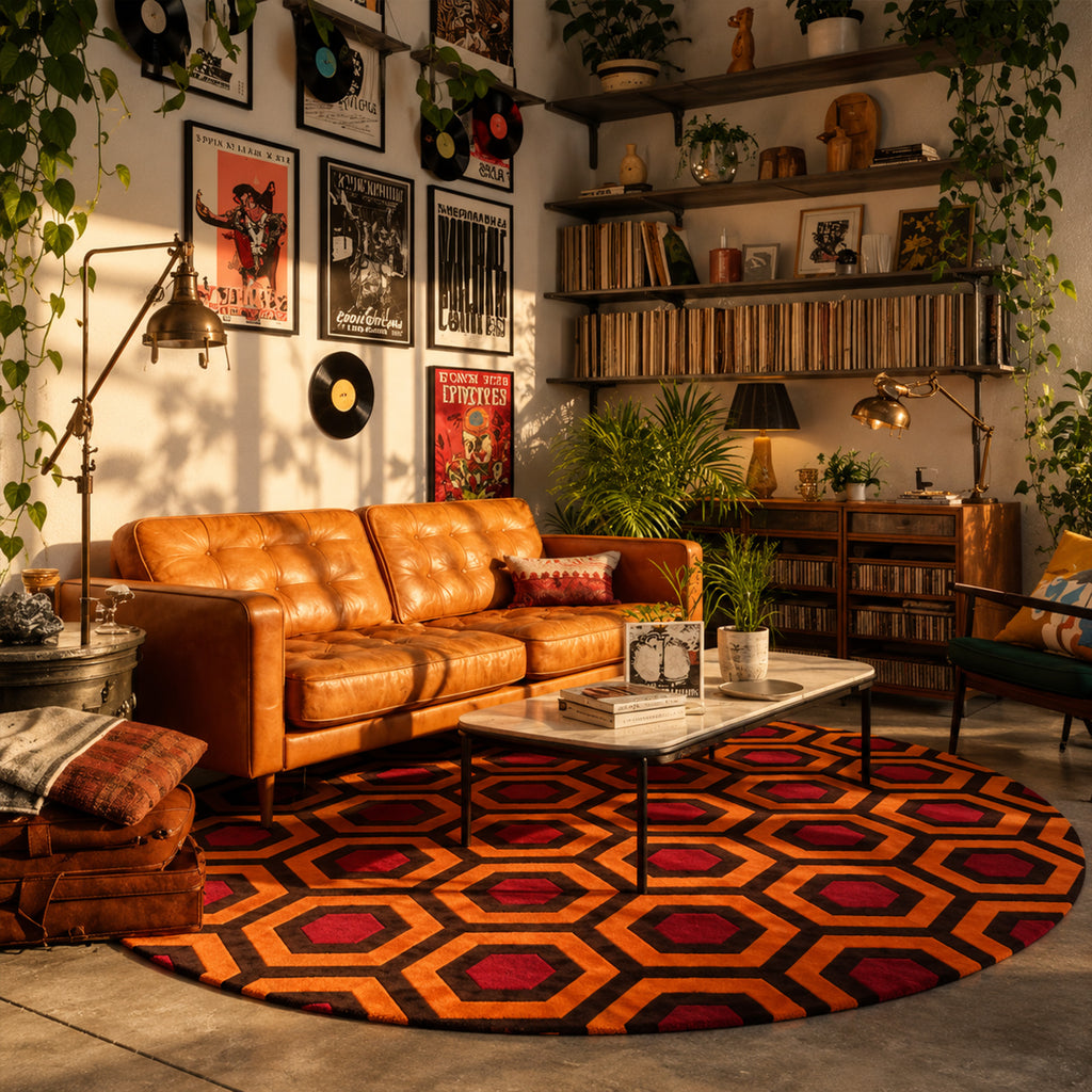 Geometric Hexagon Round Rug