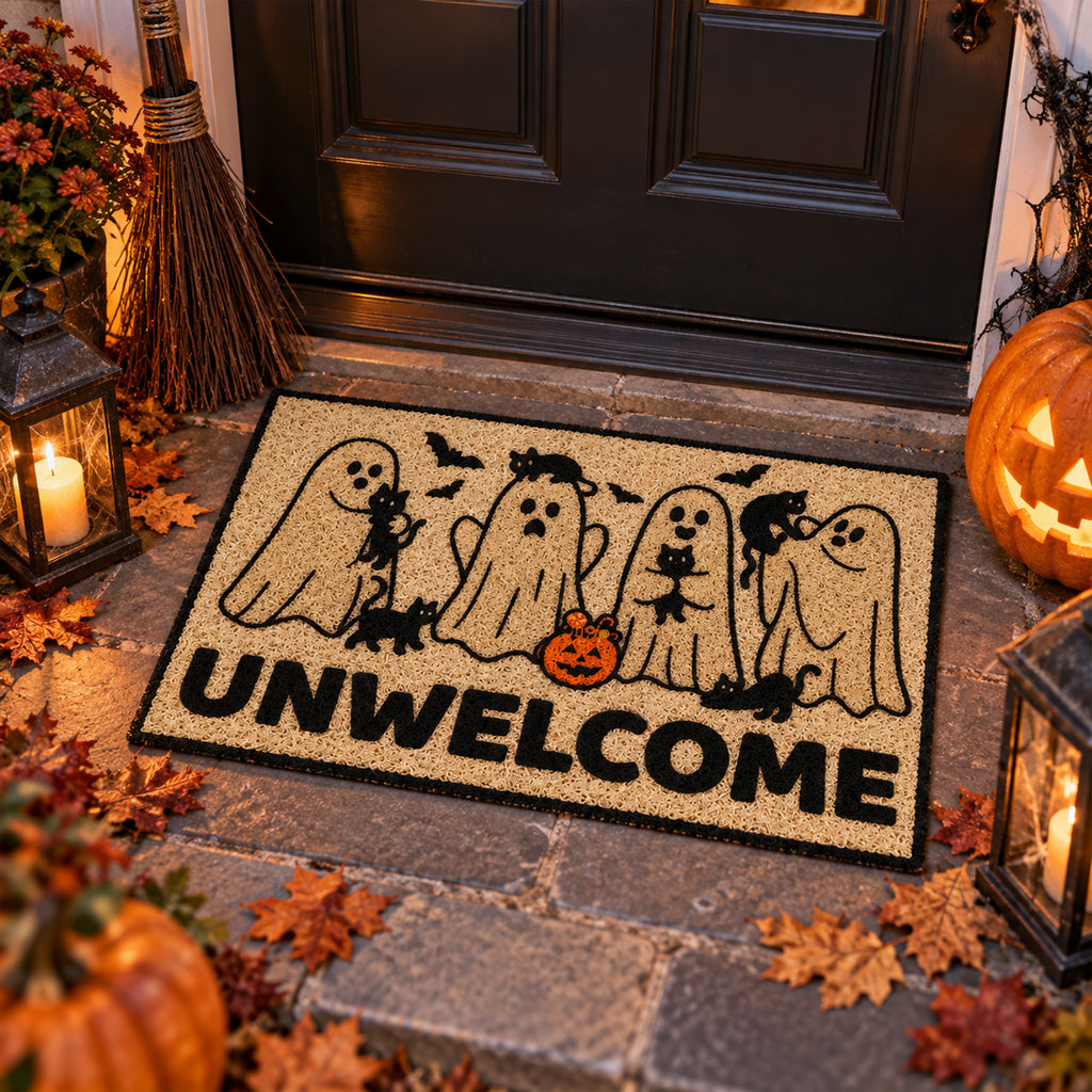 Ghost Black Cat Coil Entrance Mat