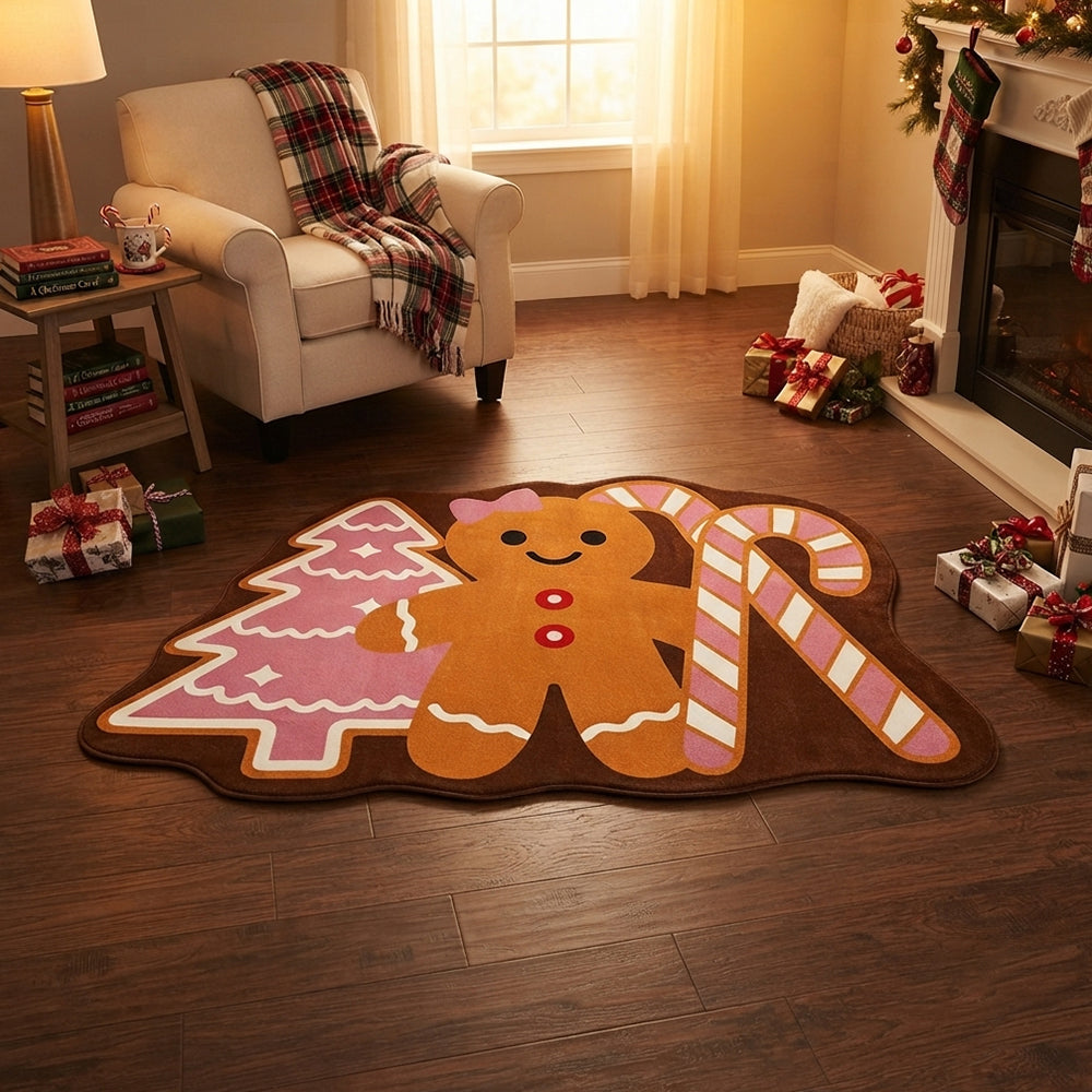 Gingerbread Pink Candy Cane Rug