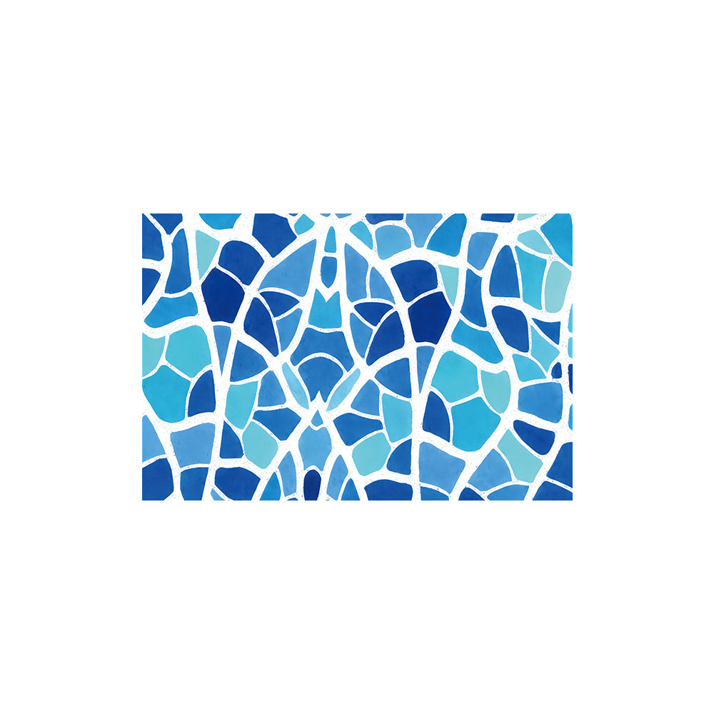Gradient Blue Irregular Mosaic Crack Coil Bath Mat
