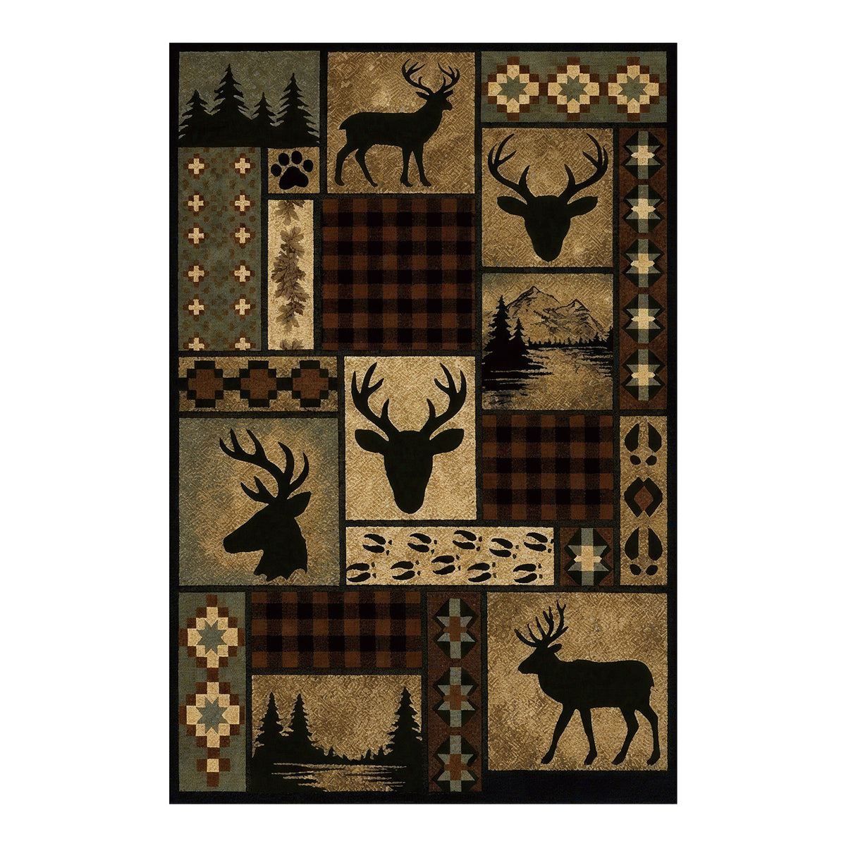 Graham Dark Brown Sage Green Rug
