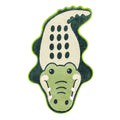 Green Piped Border Cartoon Crocodile Rug